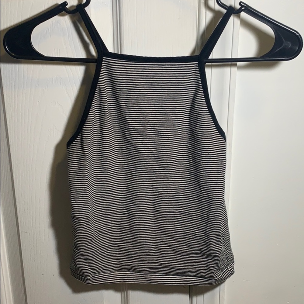 Black and White Striped Crop Top